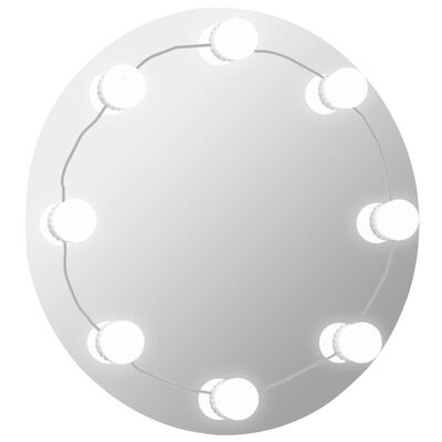 vidaXL Nástenné bezrámové zrkadlo s LED svetlami okrúhle sklo