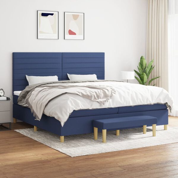 vidaXL Boxspring posteľ s matracom modr&aacute; 200x200 cm l&aacute;tka