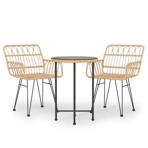 vidaXL 3-dielna záhradná jedálenská súprava z polyratanu