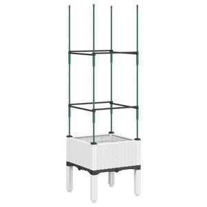 vidaXL Z&aacute;hradn&yacute; kvetin&aacute;č s mriežkou, biely 40x40x142,5 cm, PP