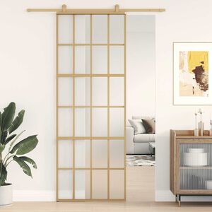 vidaXL Posuvn&eacute; dvere zlat&eacute; 76x205 cm matn&eacute; ESG sklo a hlin&iacute;k