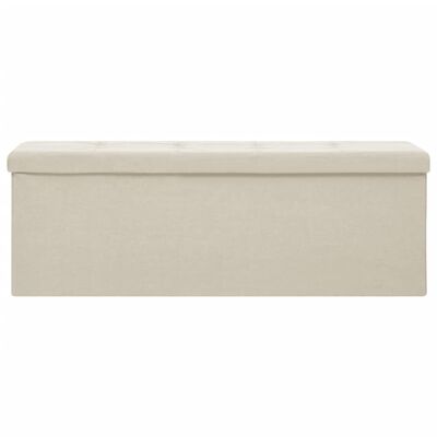 vidaXL Skladacia úložná lavica krémovo-biela umelý ľan