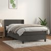 vidaXL Posteľn&yacute; r&aacute;m boxspring s matracom tmavosiv&yacute; 90x190 cm zamat