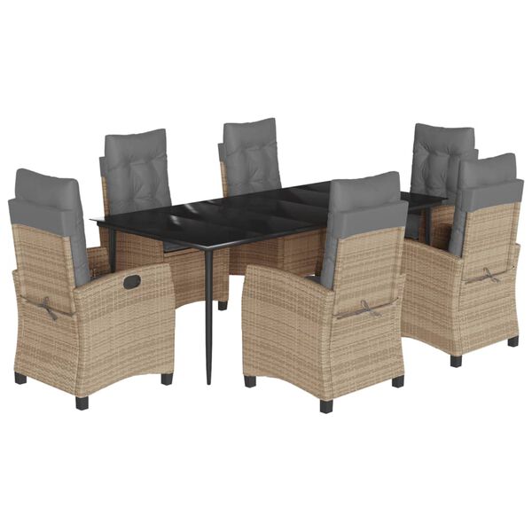 vidaXL 7-dielna z&aacute;hr. jed&aacute;lensk&aacute; sada s vank&uacute;&scaron;mi mix b&eacute;žovej polyratan