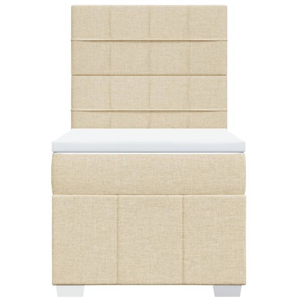 vidaXL Posteľn&yacute; r&aacute;m boxsping s matracom kr&eacute;mov&yacute; 90x200 cm l&aacute;tka