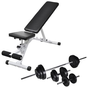 vidaXL Posilňovacia lavica so sadou činiek barbell a dumbbell 30,5 kg
