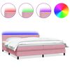 vidaXL Posteľn&yacute; r&aacute;m boxsping s matracom a LED ružov&yacute; 180x220 cm zamat
