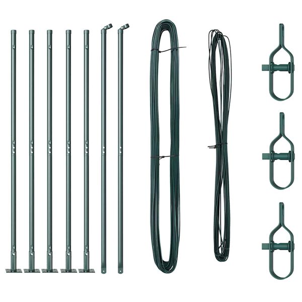 vidaXL Stĺp na plot. 7 pcs Zelen&aacute; Oceľ