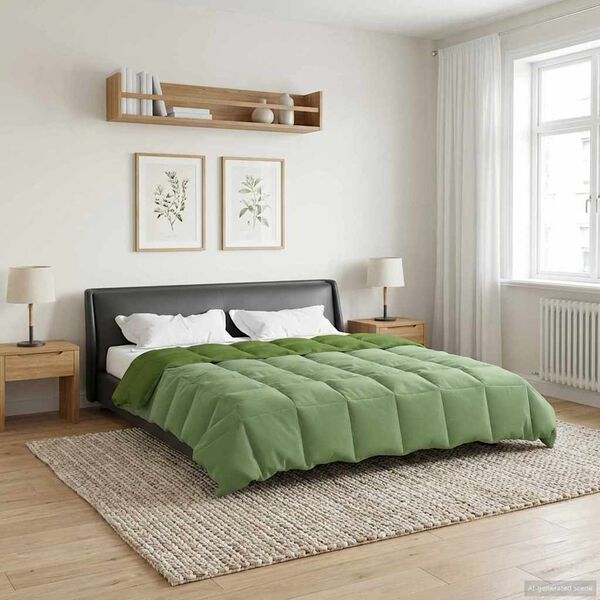 vidaXL Prikr&yacute;vka na cel&yacute; rok &Scaron;nurovan&yacute; Zelen&aacute; 200 x 240 cm Mikrovl&aacute;kno