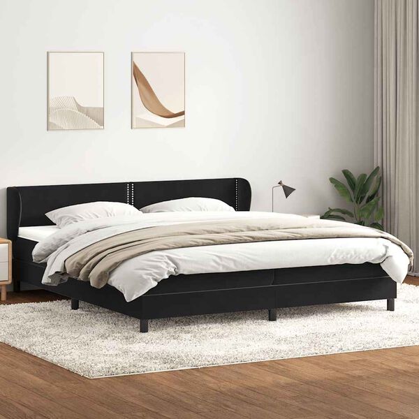 vidaXL Box Spring Posteľ s matracmi Čierna 180x210 cm Zamat