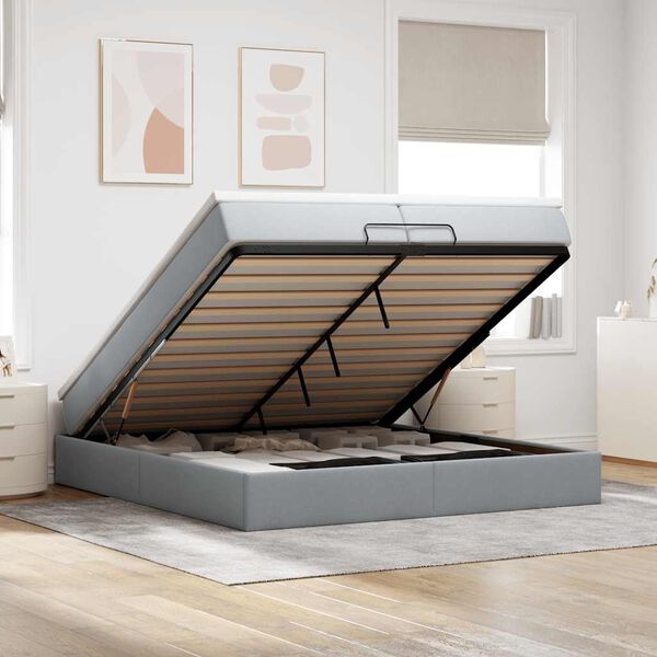 vidaXL Osmansk&yacute; r&aacute;m postele s matracmi svetlosiv&aacute; 200x200 cm l&aacute;tka