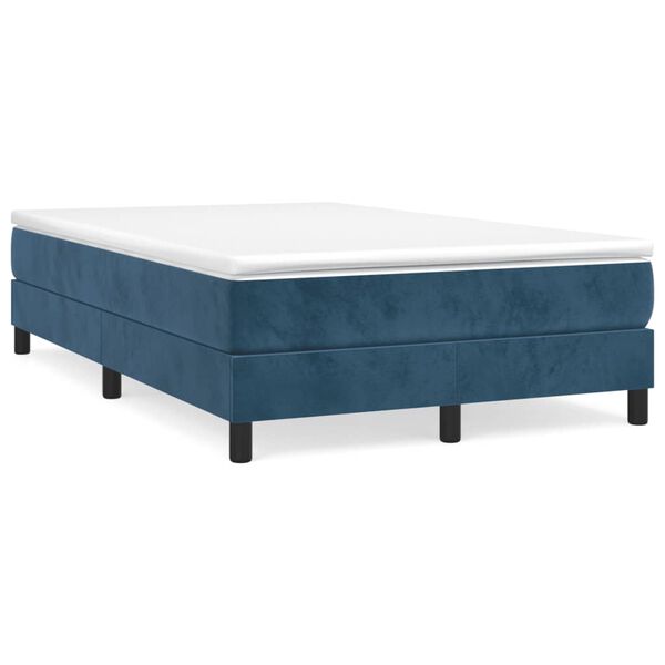 vidaXL Boxspring posteľ s matracom, tmavomodr&aacute; 120x190 cm, zamat