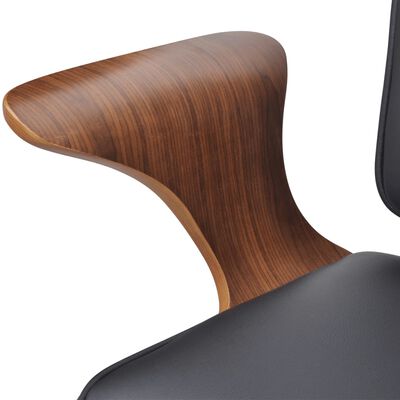 Otočná kancelárska stolička, ohýbané drevo s poťahom z umelej kože