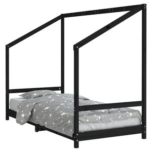 vidaXL R&aacute;m detskej postele čierny 90x200 cm mas&iacute;vna borovica