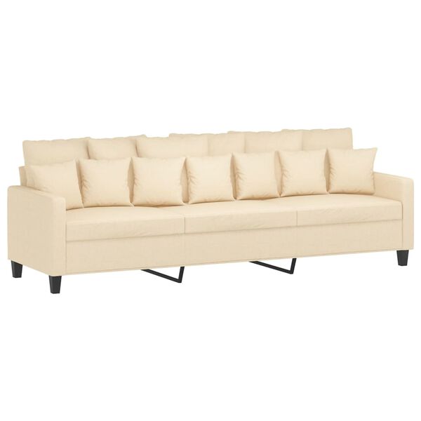 vidaXL 3-miestna pohovka s podnožkou kr&eacute;mov&aacute; 210 cm l&aacute;tka