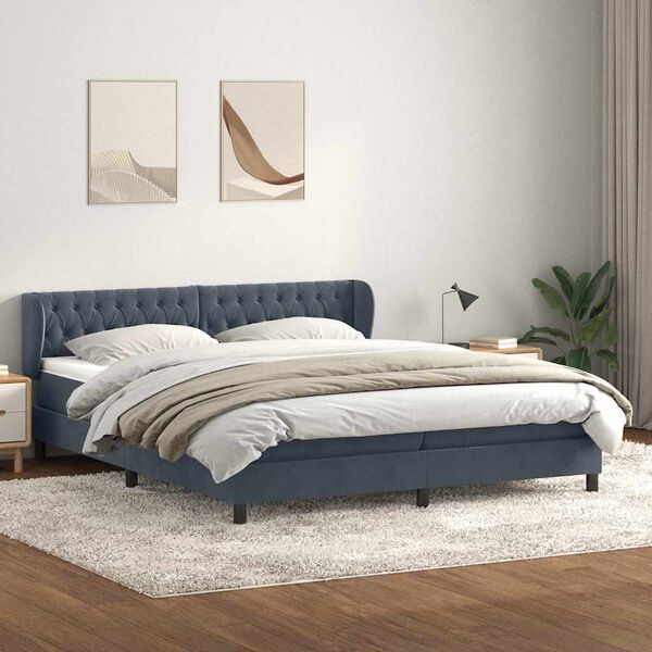 vidaXL Box Spring Posteľ s matracmi Tmavo&scaron;ed&aacute; 180x210 cm Zamat