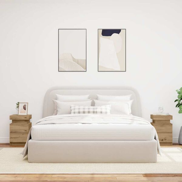 vidaXL Nočné stolíky s LED 2 ks dub artisian 35x39x55 cm kompoz. drevo
