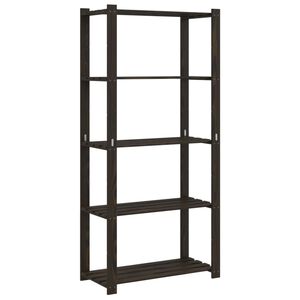 vidaXL Reg&aacute;l s 5 policami čierny 80x38x170 cm borovicov&yacute; mas&iacute;v