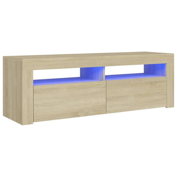 vidaXL TV skrinka s LED svetlami dub sonoma 120x35x40 cm