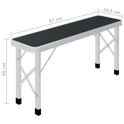 vidaXL Skladací kempingový stôl s 2 lavicami sivý hliníkový