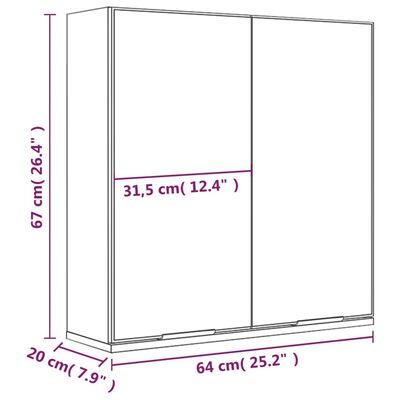 vidaXL Kúpeľňová zrkadlová skrinka lesklá biela 64x20x67 cm