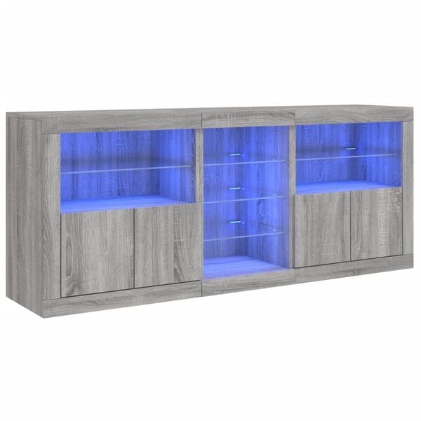 vidaXL Komoda s LED svetlami siv&aacute; sonoma 181,5x37x67 cm