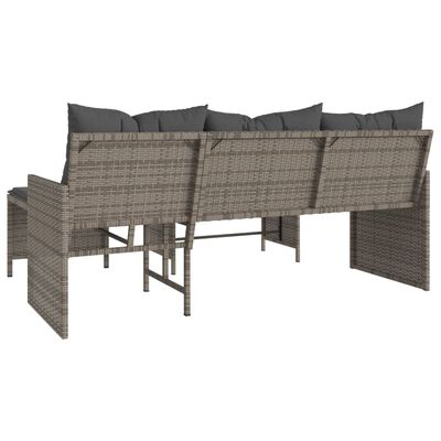 vidaXL Záhradná pohovka so stolíkom a vankúšmi tvar L sivá polyratan