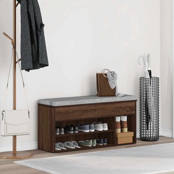 VidaXL Lavička na topánky Hnedý Dub 102x30,5x45cm Konštruktérske drevo