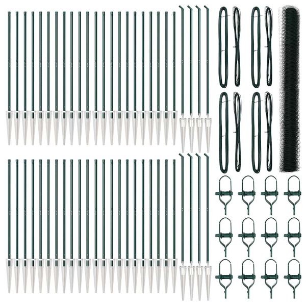 vidaXL Stĺp na plot. Zelená 100 x 1,5 m (36 mm sieť) Ocel a PVC