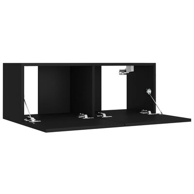 vidaXL 4-dielna súprava TV skriniek čierna spracované drevo