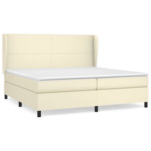vidaXL Boxspring posteľ s matracom kr&eacute;mov&aacute; 200x200 cm umel&aacute; koža