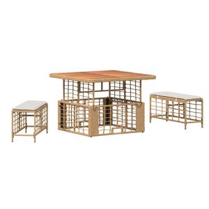 vidaXL Z&aacute;hradn&yacute; jed&aacute;lensk&yacute; set s vank&uacute;&scaron;om 3 pcs Pr&iacute;rodn&aacute; a biela