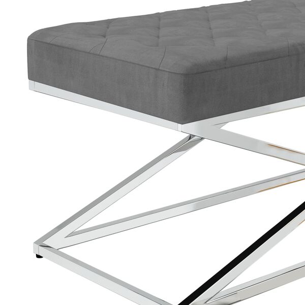 vidaXL Lavička tmavosiv&aacute; zamat a nehrdzavej&uacute;ca oceľ