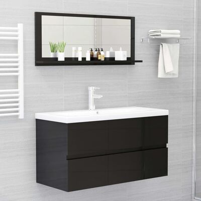 vidaXL Kúpeľňové zrkadlo, lesklé čierne 90x10,5x37cm, kompozitné drevo