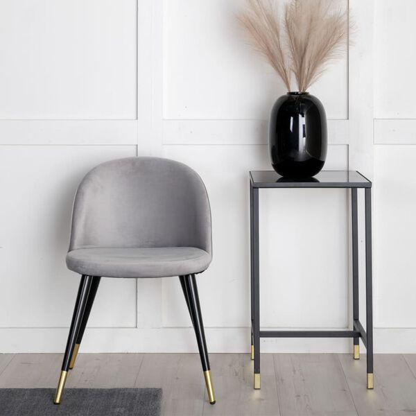 Venture Home Jed&aacute;lensk&eacute; stoličky 2 ks zamatov&eacute; čierne, mosadzn&eacute; a siv&eacute;