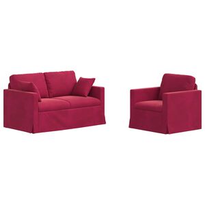 vidaXL Sada pohoviek 2 pcs V&iacute;no červen&eacute; 138 x 78 x 80 cm Zamat