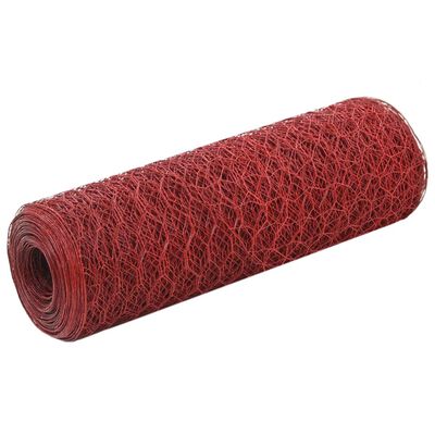 vidaXL Drôtené pletivo, oceľ potiahnutá PVC 25x0,5 m, červené