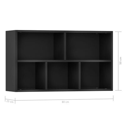 vidaXL Knižnica/komoda, čierna 50x25x80 cm, kompozitné drevo