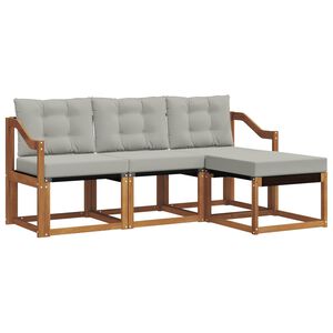 vidaXL Z&aacute;hradn&aacute; s&uacute;prava gaučov s vank&uacute;&scaron;om 4 pcs Pr&iacute;rodn&aacute; a svetlosiv&aacute;