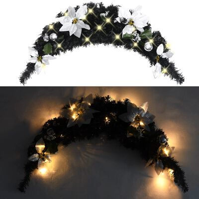vidaXL Vianočný oblúk s LED svetlami, čierny 90 cm, PVC