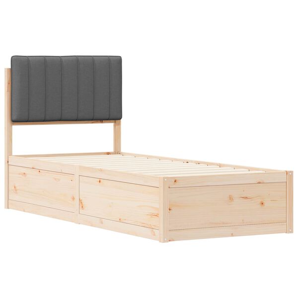 vidaXL Rám postele s čalúneným čelom Tmavo šedá 75 x 190 cm