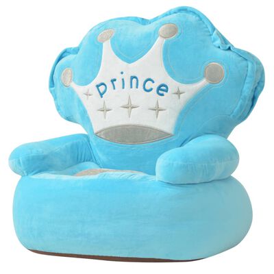 vidaXL Detské plyšové kreslo Prince, modré