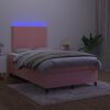 vidaXL Boxspring posteľ s matracom a LED, ružov&aacute; 120x190 cm, zamat