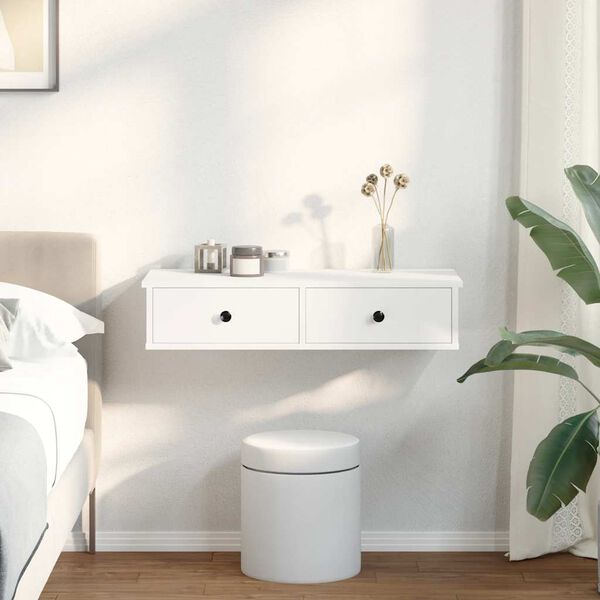 vidaXL N&aacute;stenn&aacute; polica so z&aacute;suvkami biela 80x34x17 cm kompozitn&eacute; drevo