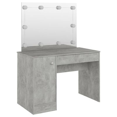 vidaXL Toaletný stolík s LED svetlami 110x55x145 cm MDF betónový sivý