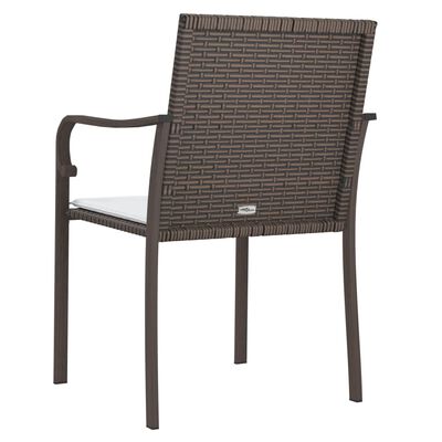 vidaXL Záhradné stoličky s vankúšmi 2 ks hnedé 56x59x84 cm polyratan