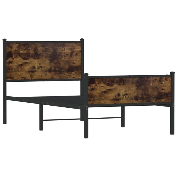 vidaXL Kovový posteľný rám bez matraca, tmavý dub 90x190 cm