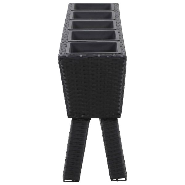 vidaXL Vyvýšený záhradný záhon, nohy, 5 nádob 118x25x50 cm, polyratan