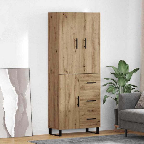 vidaXL Highboard so z&aacute;suvkou 2 pcs Remeseln&yacute; dub 69,5 x 34 x 180 cm