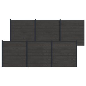 vidaXL S&uacute;prava plotov 6 pcs 1045 x 186 cm WPC a hlin&iacute;k Čierna